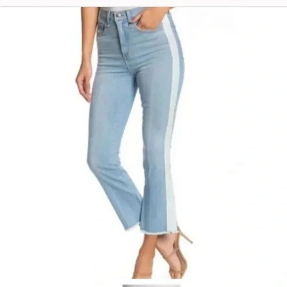 Veronica Beard Denim - NEW~VERONICA BEARD Carly Kick Flare High Waisted Tuxedo Stripe Cropped Jeans 29